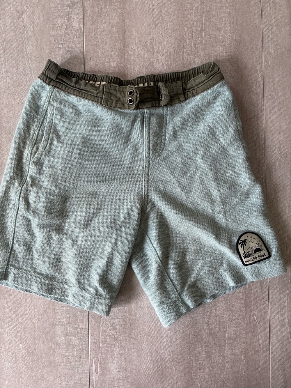 Howler Brothers Men's Mint Terry Shorts with Olive Waistband